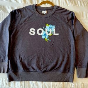 SoulCycle X Sundry Pullover Sweatshirt Gray Large Floral Spin Athleisure